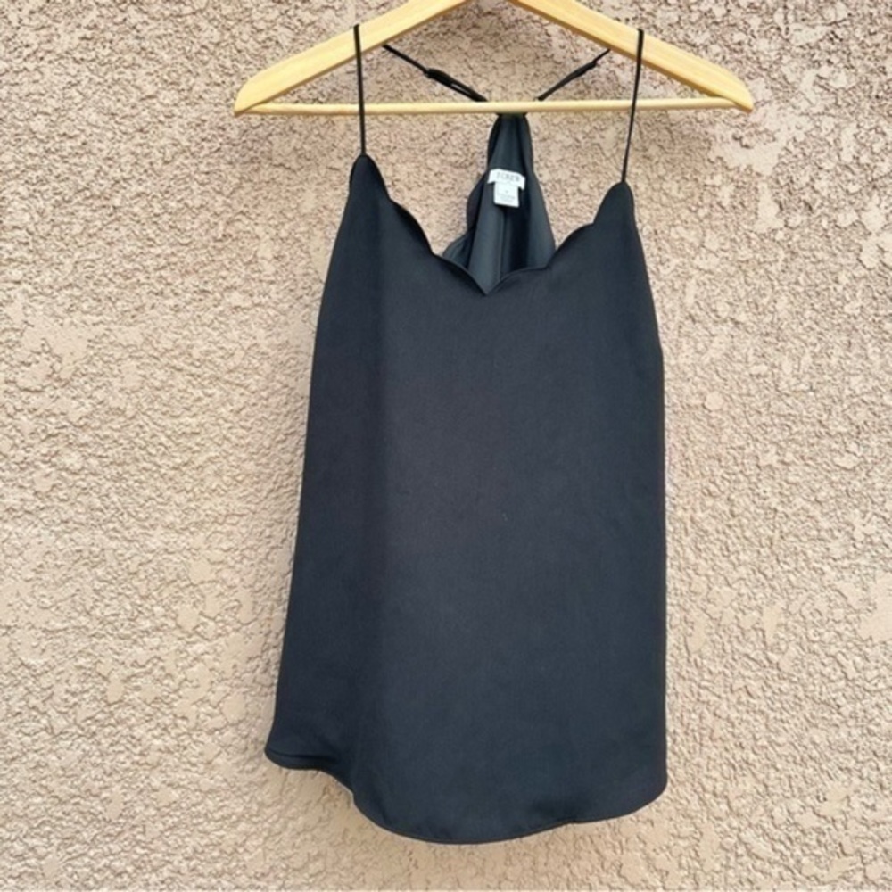 J. Crew Cami Top Size 4 Womens Scalloped Black